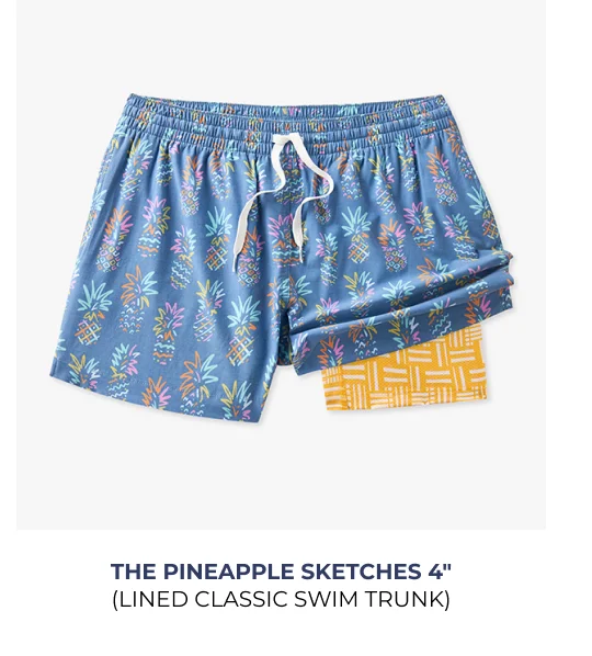Lined Classic Swim Trunk: The Pineapple Sketches 4"
