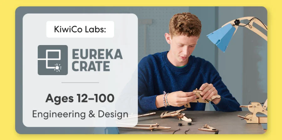 Teen creating an advanced KiwiCo project. Ideal for ages 12–16+ to spark creativity and innovation.