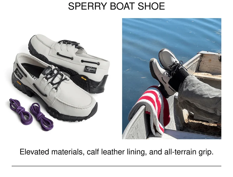 SPERRY BOAT SHOE | Elevated materials, calf leather lining, and all-terrain grip.