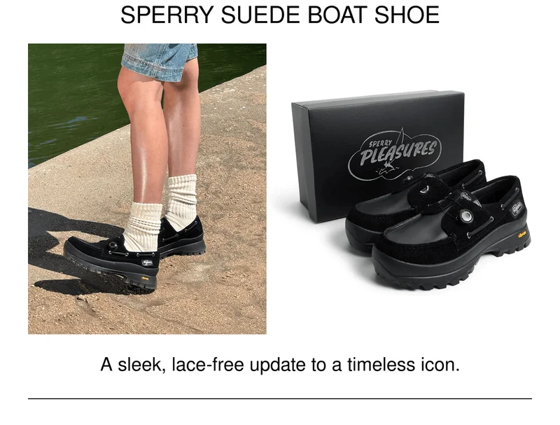 SPERRY SUEDE BOAT SHOE | A sleek, lace-free update to a timeless icon.