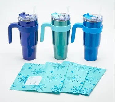 Primula Set of (3) 30oz Tumblers with Straws & Gift Bags