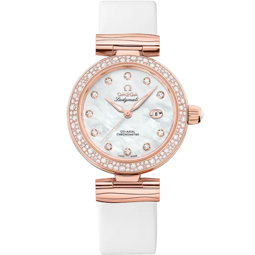 De Ville Ladymatic 34 mm, Sedna™ gold on leather strap
