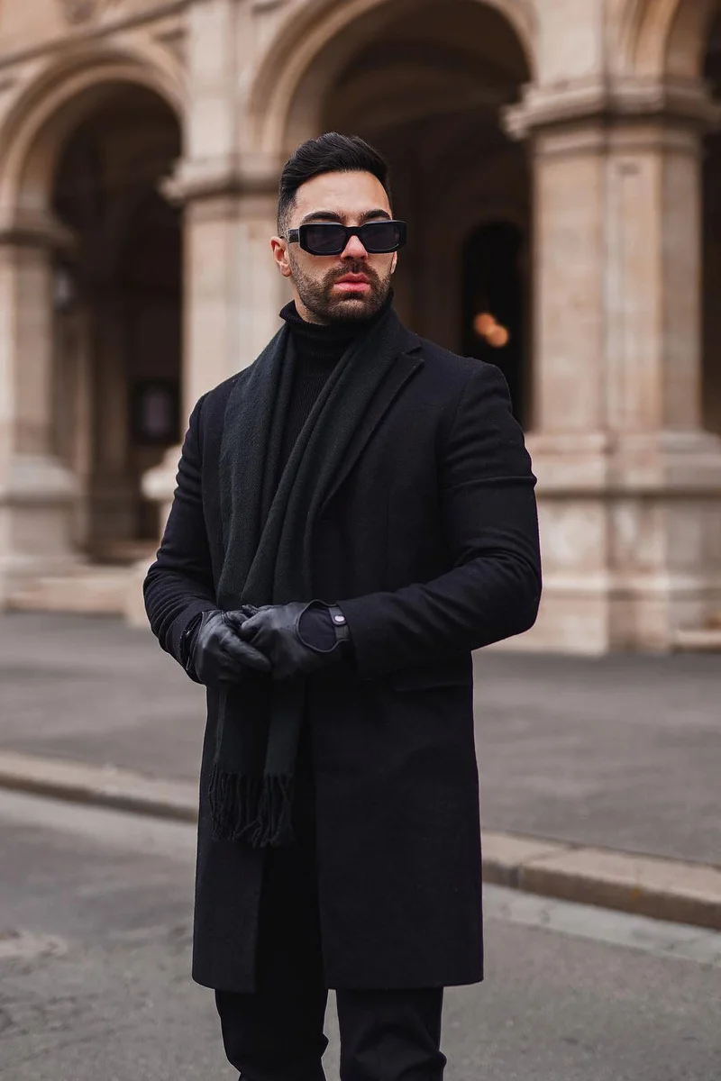 Image of Structured Long Coat - Black
