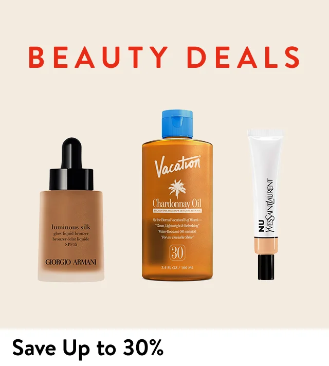 ARMANI bronzer, Yves Saint Laurent skin tint and Vacation SPF oil.