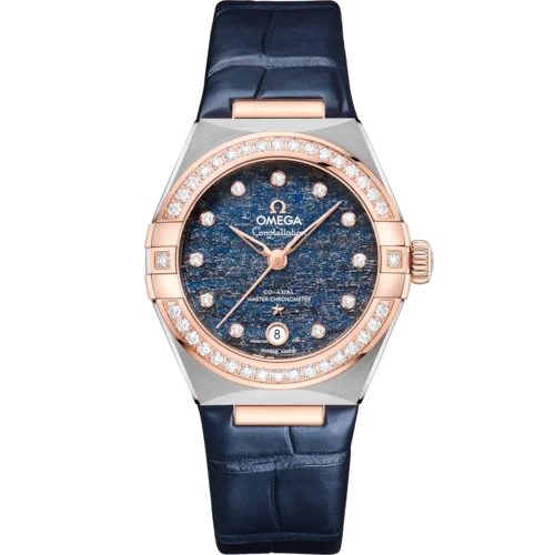 Constellation 29 mm, steel ‑ Sedna™ gold on leather strap