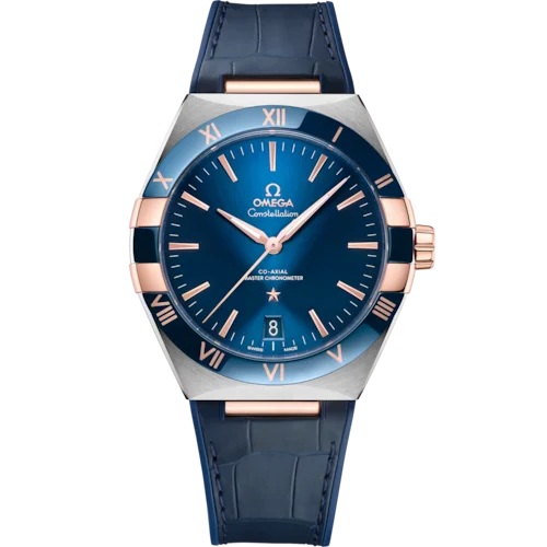 Constellation 41 mm, steel ‑ Sedna™ gold on leather strap