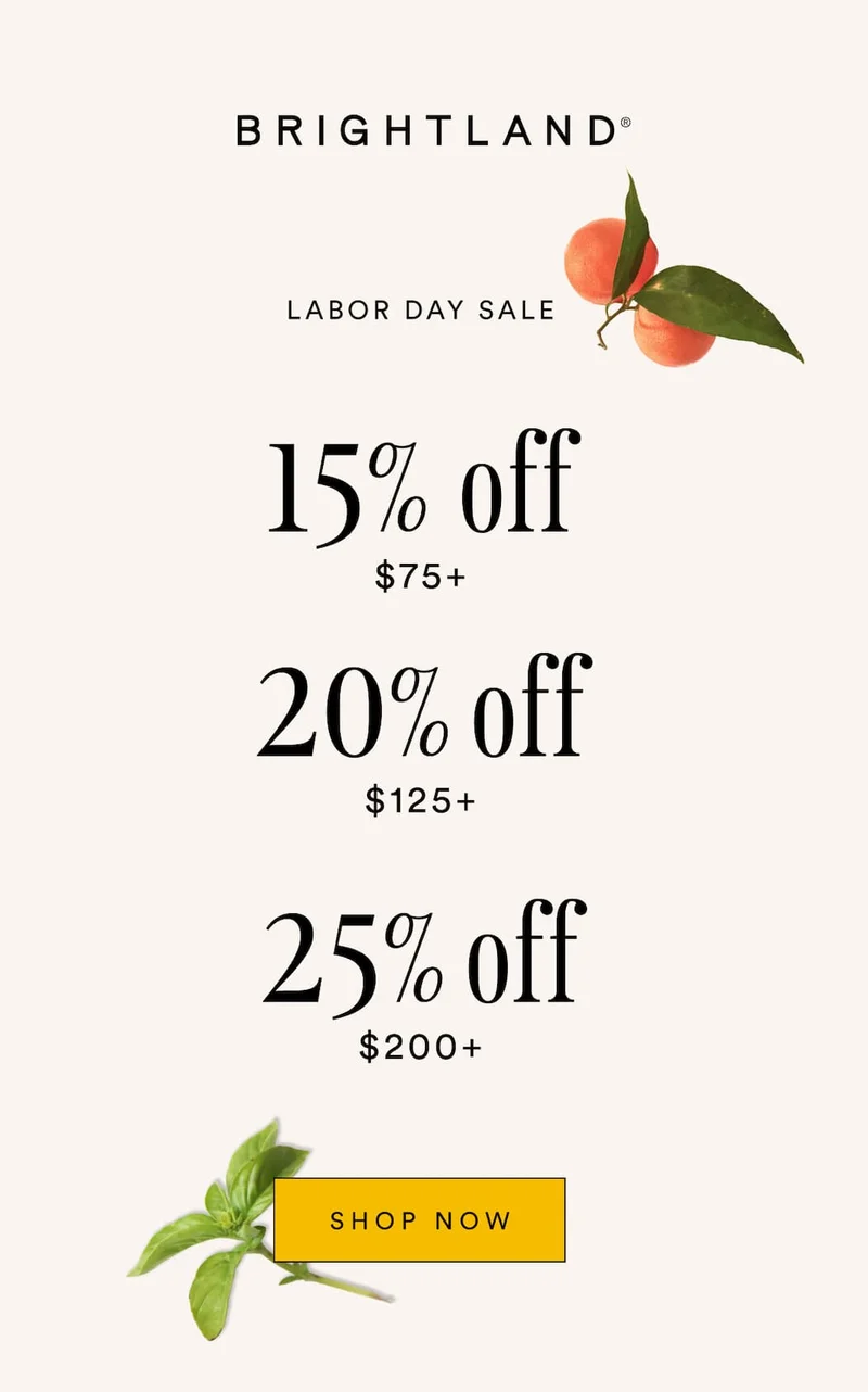 Labor Day Sale. 15% off $75+ 20% off $125+. 25% off $200+. Shop now. Shop now.