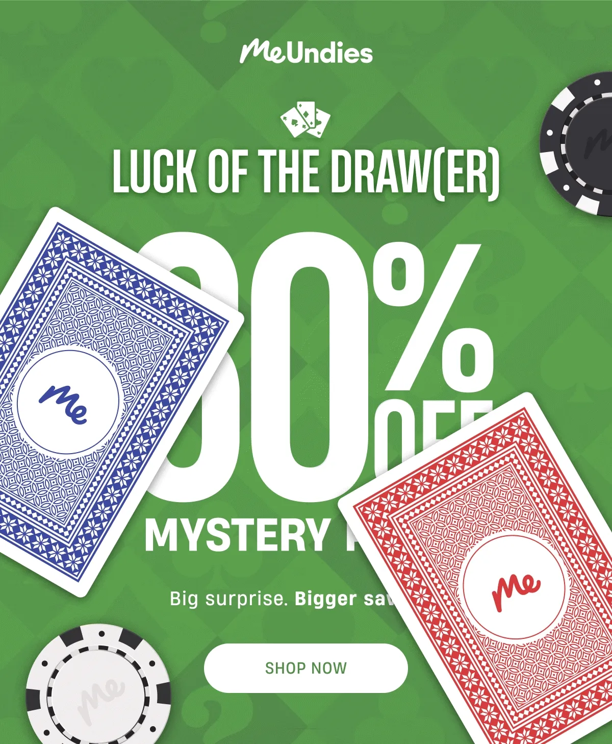 MeUndies | Luck of The Draw(er) | 60% Off MYSTERY PACKS