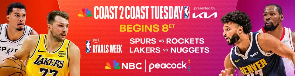 Spurs vs. Rockets, Lakers vs Nuggets. Starts Tuesday at 8p ET