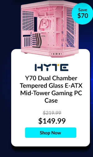 HYTE Y70 Dual Chamber Tempered Glass E-ATX Mid-Tower Gaming PC Case