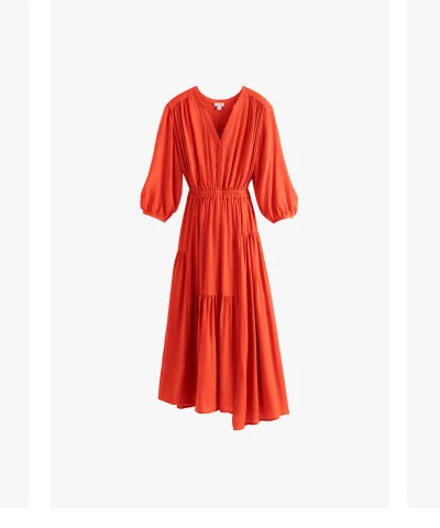 Tencel Gathered Panel Dress Lipstick