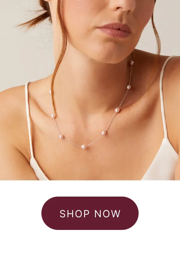 14k Solid Gold Cultured Pearl Station Necklace