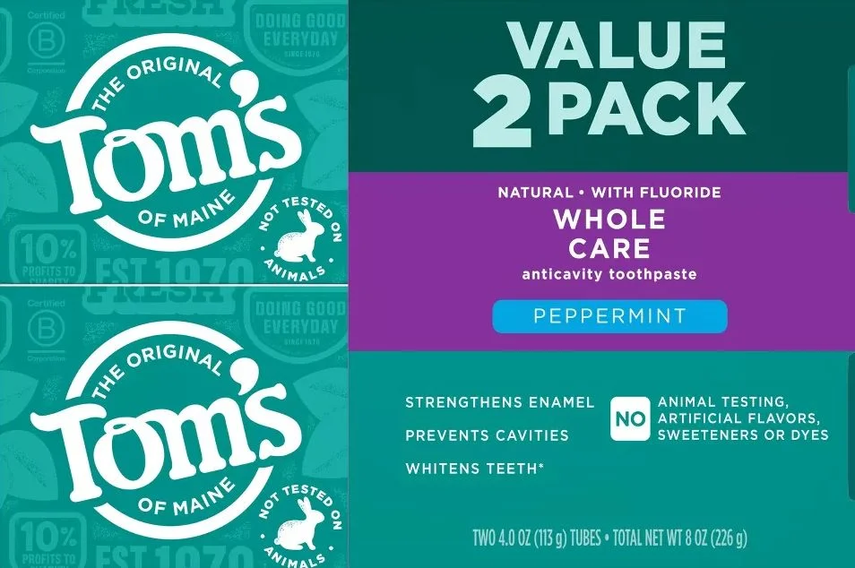 Image of Tom's of Maine Whole Care Peppermint Toothpaste (2 Pack)
