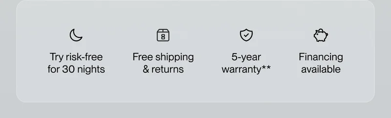 Try risk-free for 30 nights | Free shipping & returns | 5-year warranty