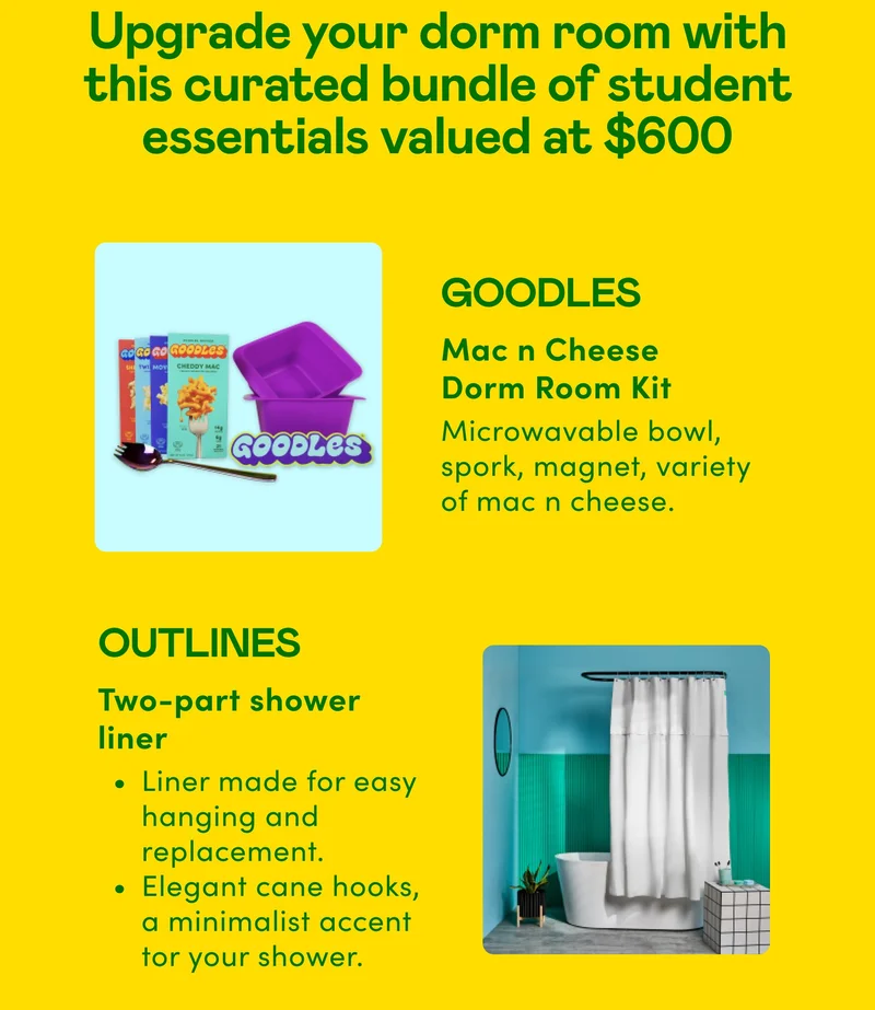 Upgrade your dorm room with this curated bundle of student essentials valued at $600