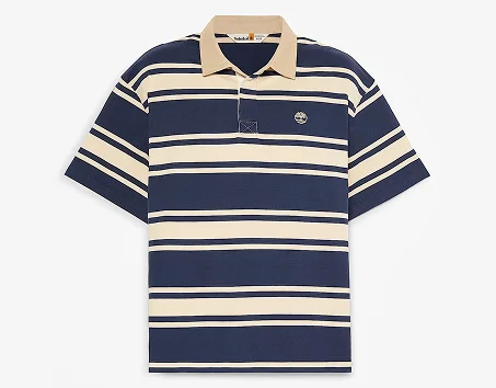 Striped Short-Sleeve Rugby Polo
