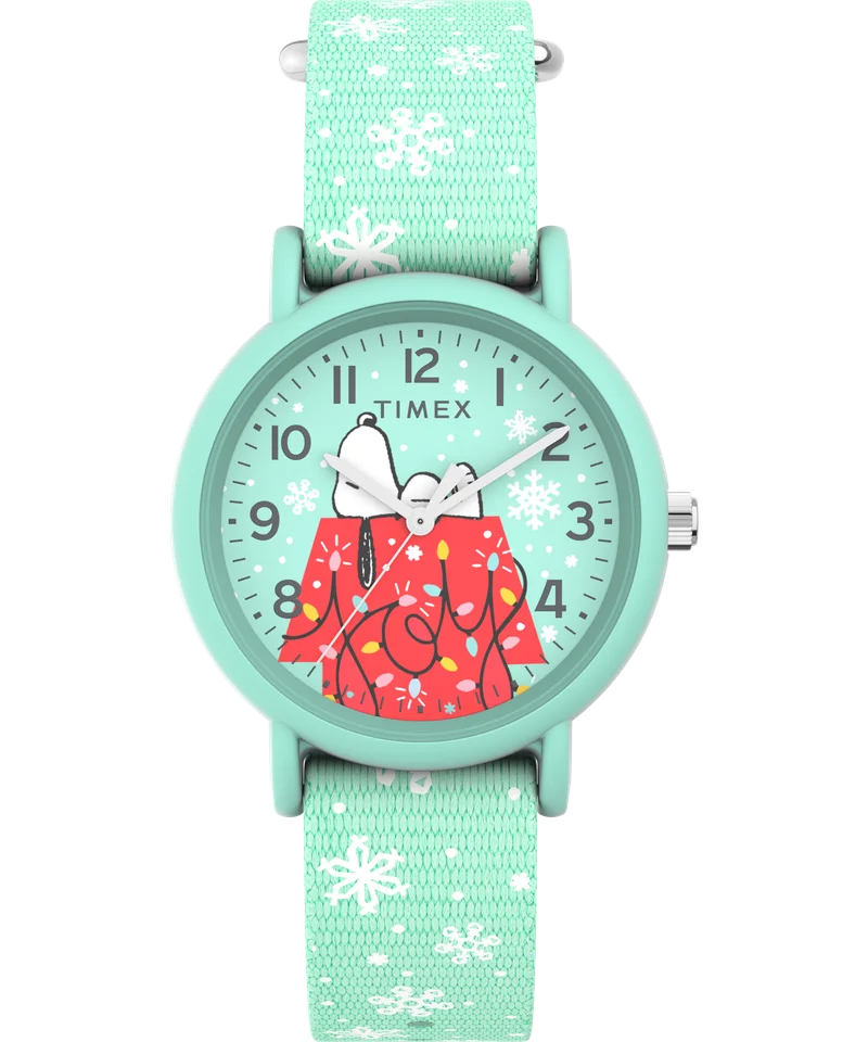 Image of Timex x Peanuts Holiday 34mm Fabric Strap Watch