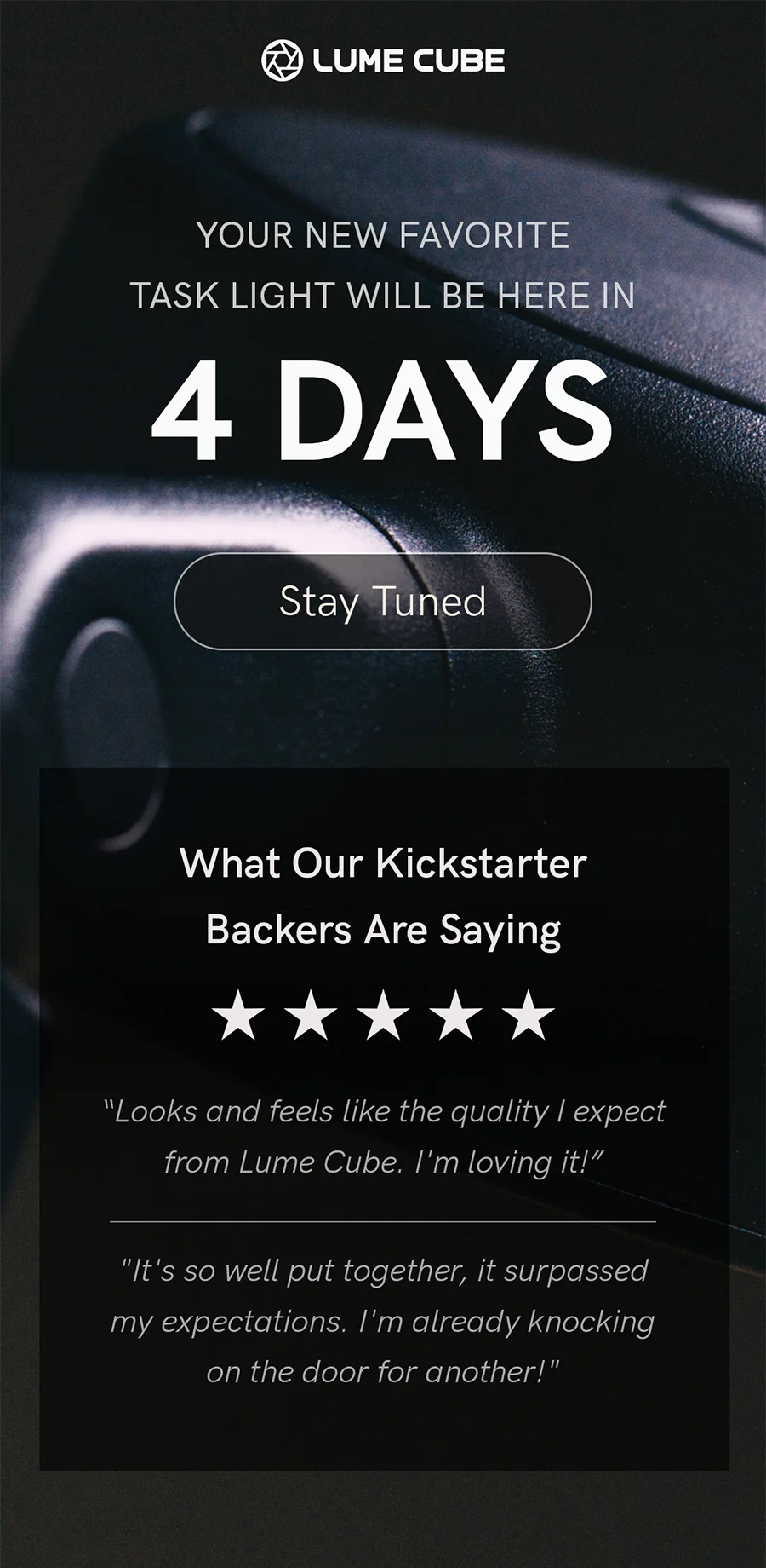 A first of it's kind task light will be here in 4 days!