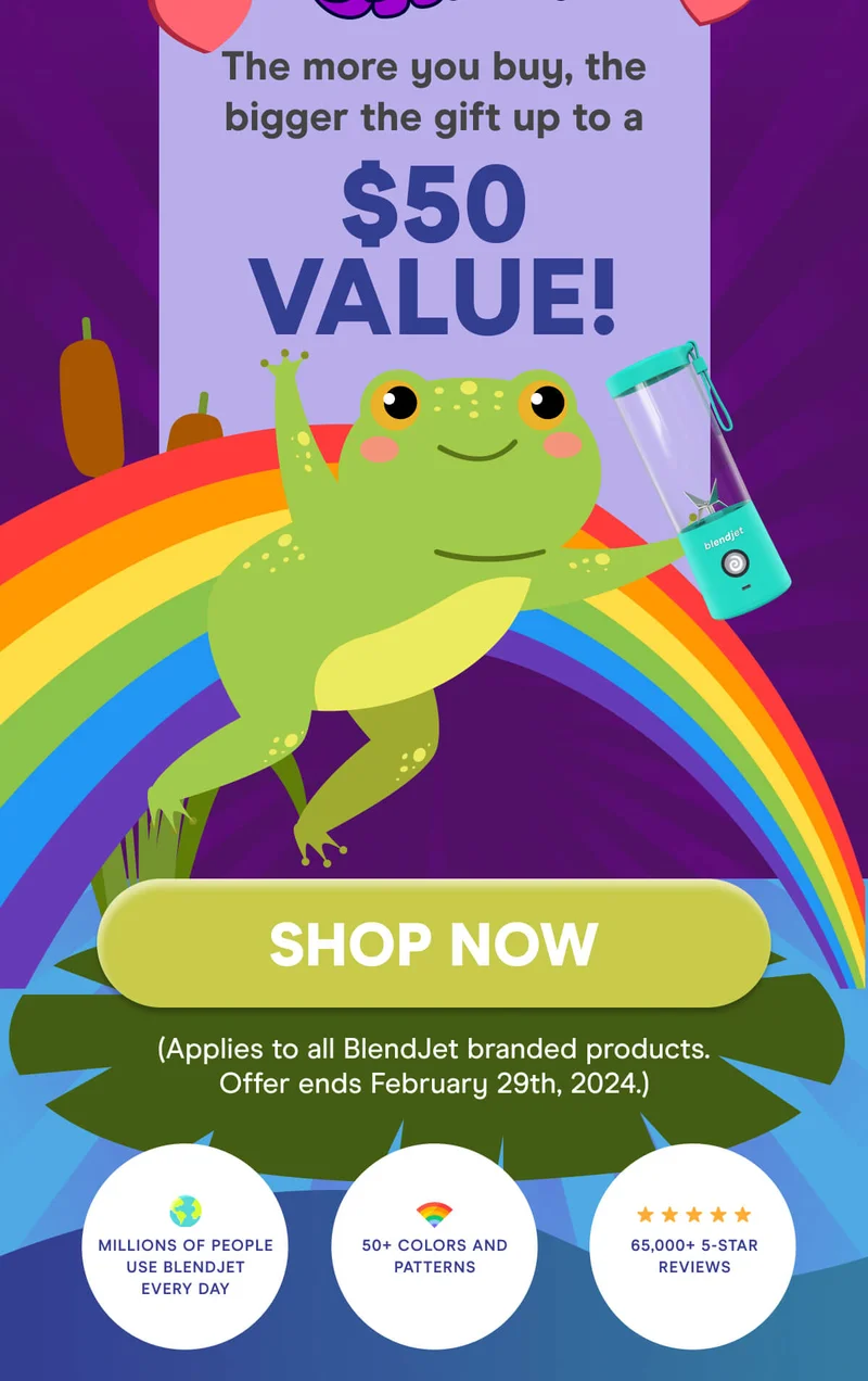 Millions of people use Blendjet every day 50+ colors and patterns 65,000+ 5 Star Reviews