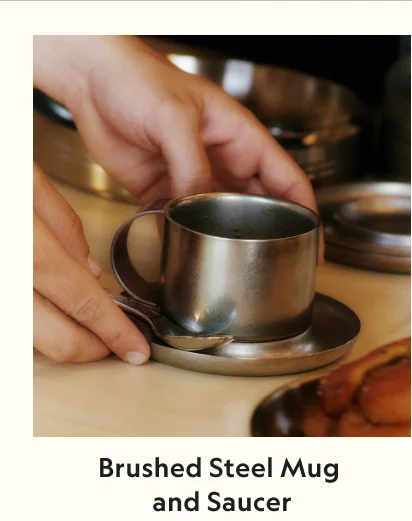 Brushed Steel Mug and Saucer