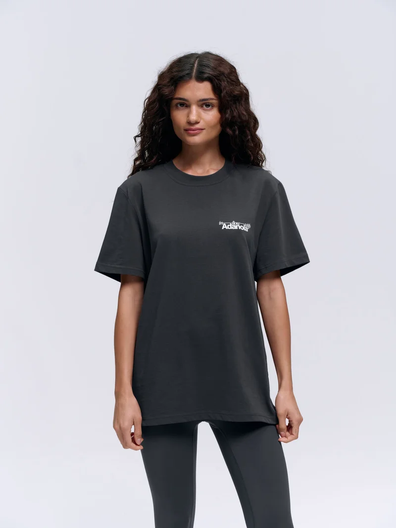 Image of Flow Washed Short Sleeve Oversized T-shirt - Graphite Grey/Lilac Purple
