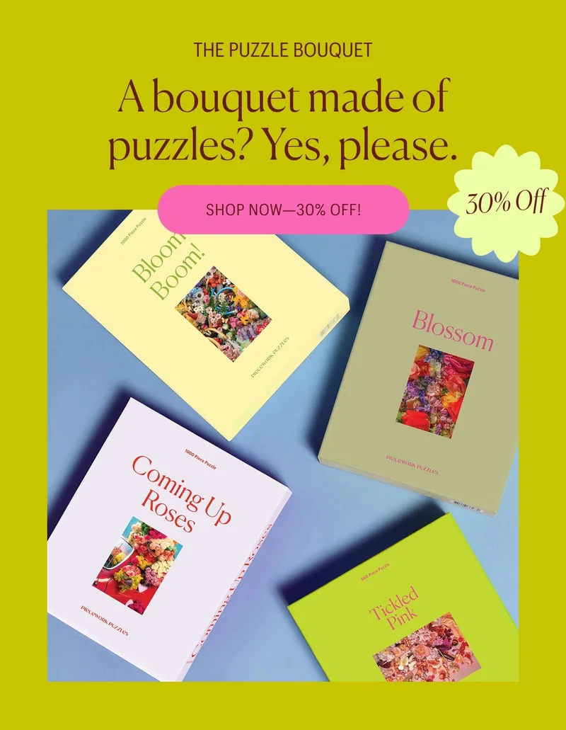 Save Up to 40% Off on Bundles -> The Puzzle Bouquet: A bouquet made of puzzles? Yes, please. Shop now - 30% off!