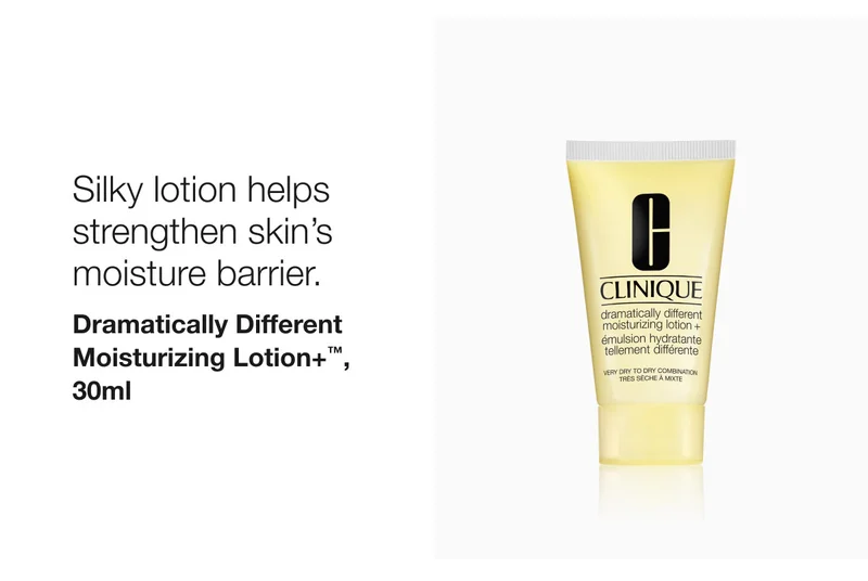 Silky lotion helps strengthen skin’s moisture barrier. Dramatically Different Moisturizing Lotion+™, 30ml