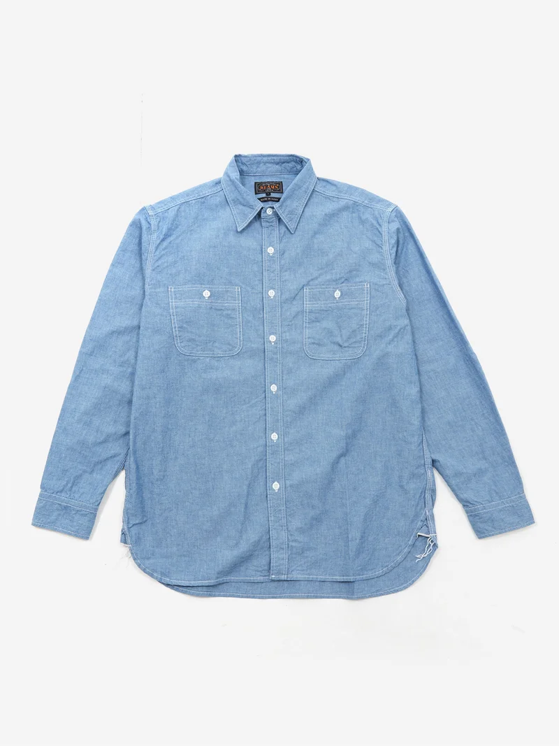 Image of Beams Plus Work Chambray Shirt - Sax 70