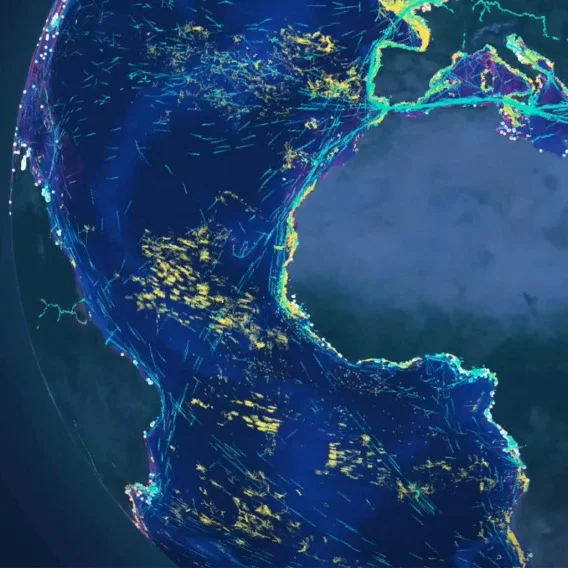 Image of a satellite view of Earth with various points on the map highlighted.