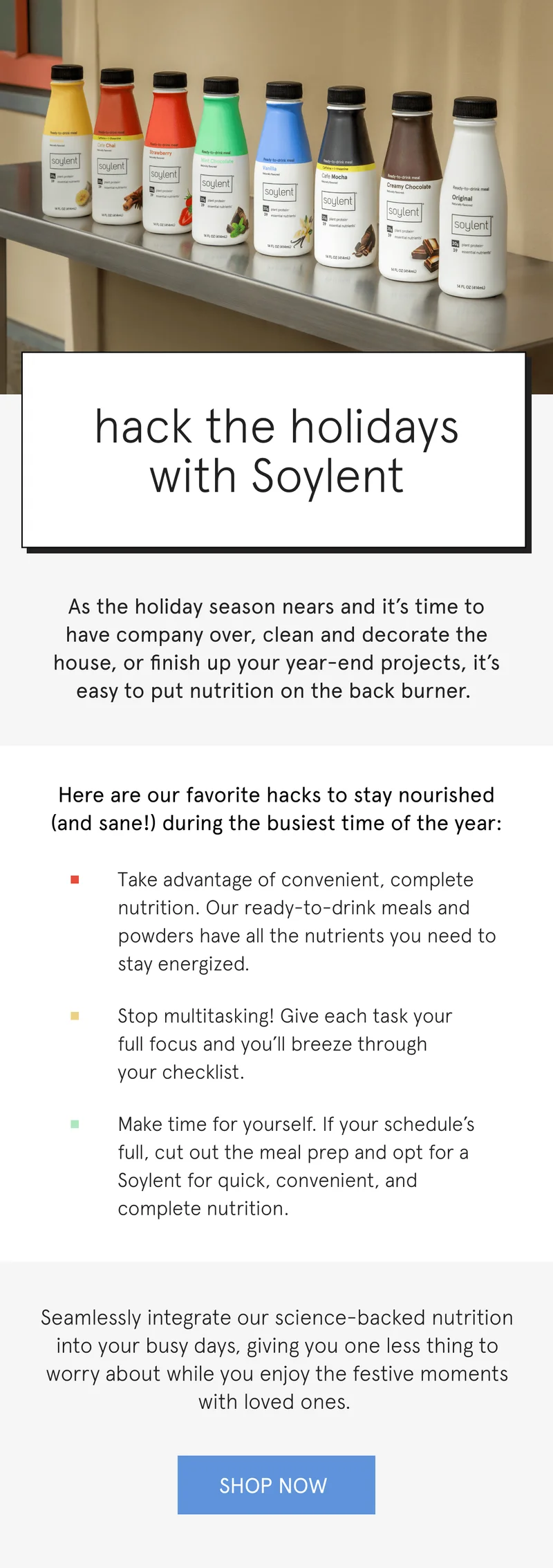 hack the holidays with soylent
