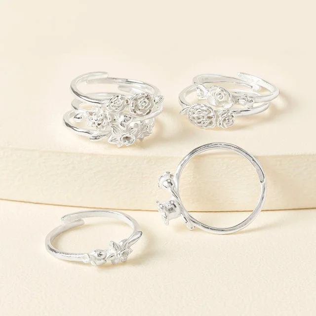 Birth Month Flower Stackable Ring
