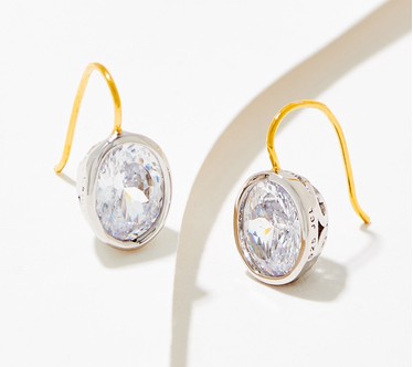 Diamonique x Jennifer Miller 100 Facet Oval Earrings, Sterling Silver
