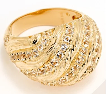 Christian James by Scott Grimes 14K Clad Pave Gemstone Ripple Bold Dome Ring