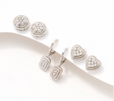 Accents by Affinity Diamonds 0.23 cttw Set of 3 Earrings, Sterl