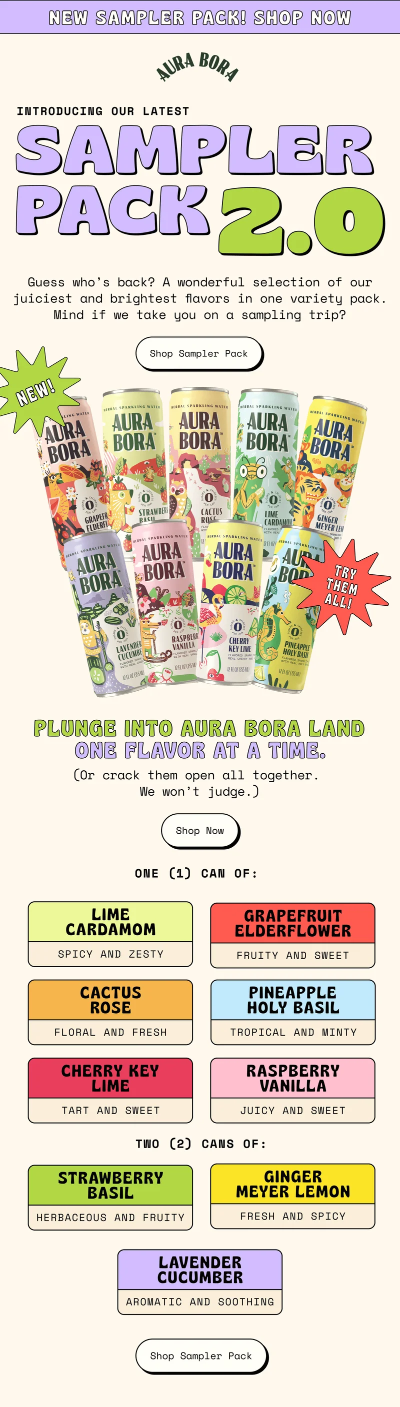 new sampler pack aura bora