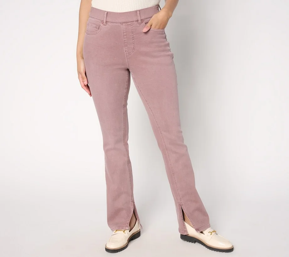 Isaac Mizrahi Live! Regular Colored Denim Slim Bootcut Jeans w/ Slits