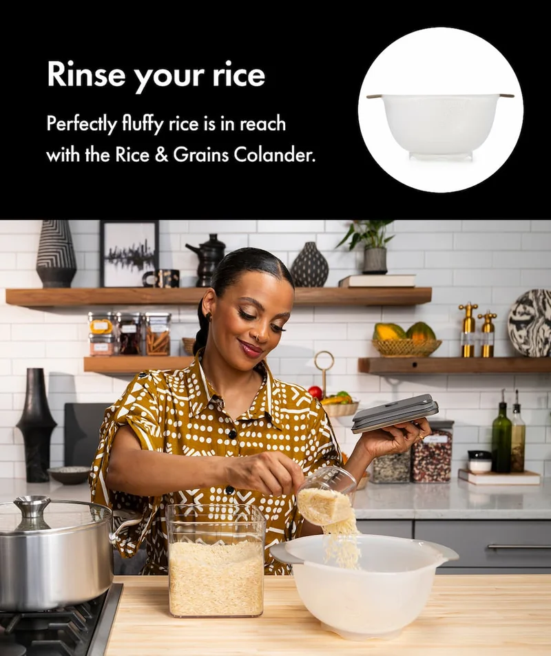 Rinse your rice. Perfectly fluffy rice is in reach with the Rice & Grains Colander.