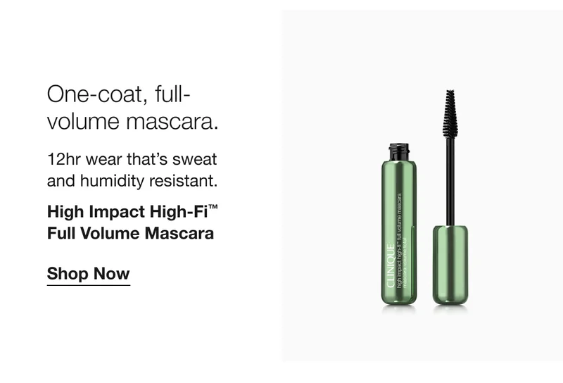 One-coat, full-volume mascara. | 12hr wear that’s sweat  and humidity resistant. | High Impact High-Fi™ Full Volume Mascara | Shop Now