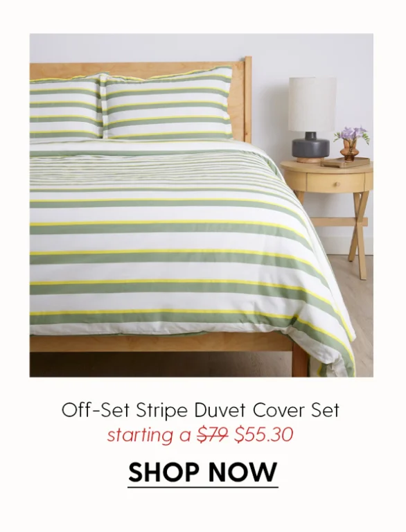 Off-Set Stripe Brushed Cotton Duvet Cover Set