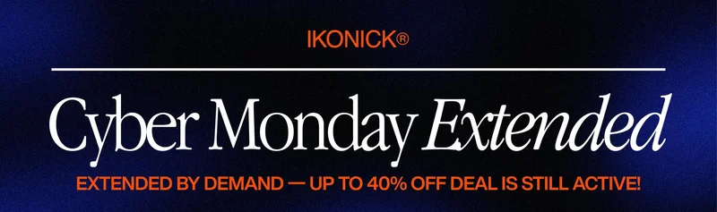 A dark blue Cyber Monday Extended banner with the IKONICK® logo at the top. Large serif text reads “Cyber Monday Extended,” with a bright orange subheading that says “EXTENDED BY DEMAND — UP TO 40% OFF DEAL IS STILL ACTIVE!” A dark blue Cyber Monday Extended banner with the IKONICK® logo at the top. Large serif text reads “Cyber Monday Extended,” with a bright orange subheading that says “EXTENDED BY DEMAND — UP TO 40% OFF DEAL IS STILL ACTIVE!”