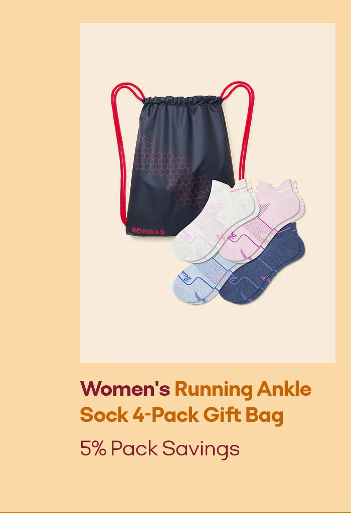 Women's Running Ankle Sock 4-Pack Gift Bag 5% Pack Savings
