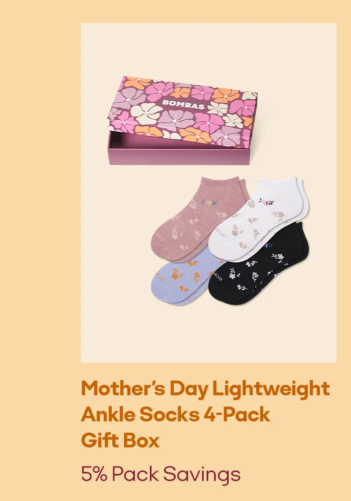 Mother's Day Lightweight Ankle Socks 4-Pack Gift Box 5% Pack Savings