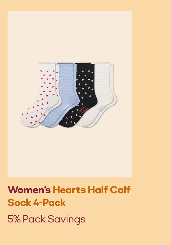 Women's Hearts Half Calf Sock 4-Pack 5% Pack Savings