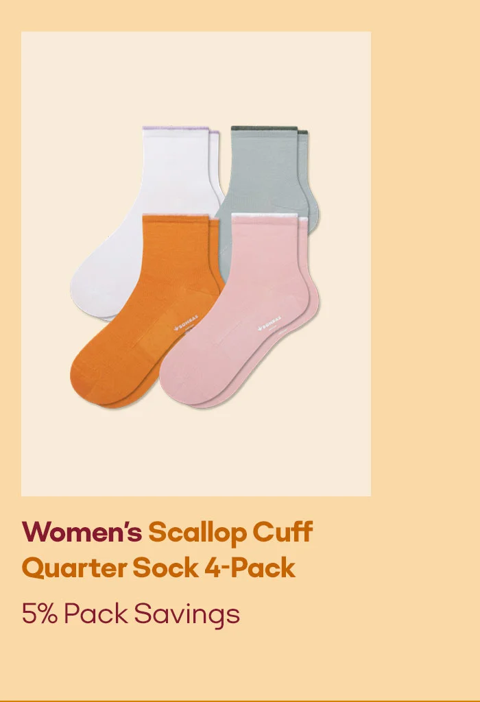 Women's Scallop Cuff Quarter Sock 4-Pack 5% Pack Savings