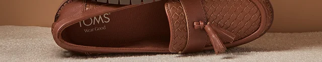 Womens Cara Loafer Amber Brown Basketweave Leather - Image