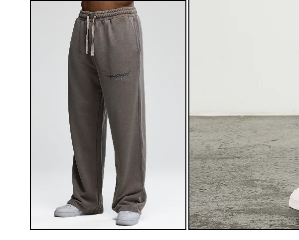 GRAFFITI WASHED MUSHROOM STRAIGHT LEG SWEATPANTS