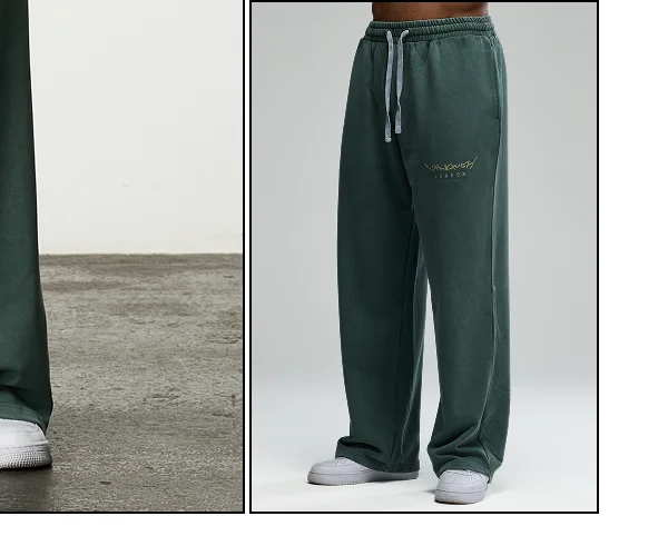 GRAFFITI WASHED SAGE STRAIGHT LEG SWEATPANTS