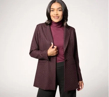 Belle by Kim Gravel Houndstooth Sparkle Blazer