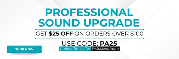 Professional Sound Upgrade: Get $25 off on orders over $100. Use Code: discount code. Shop Now!