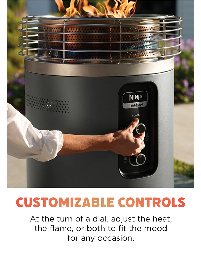 Customizable controls--at the turn of a dial, adjust the heat, the flame, or both to fit the mood for any occasion.